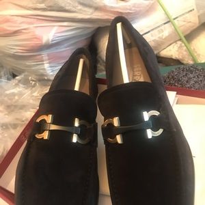 Authentic Black Suede Ferragamo Men Shoes  8 1/2
